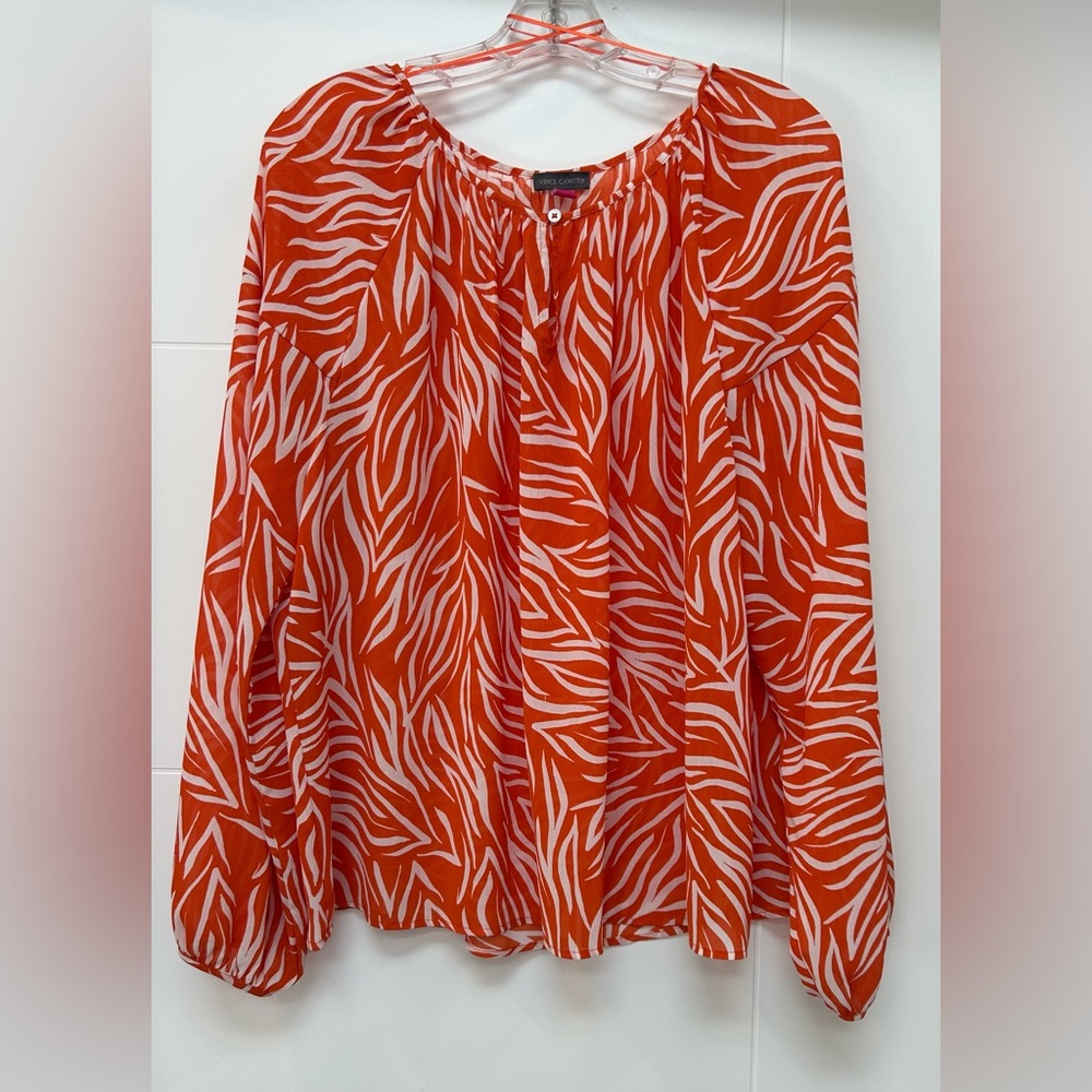 Vince Camuto Orange and White Zebra Print Blouse
